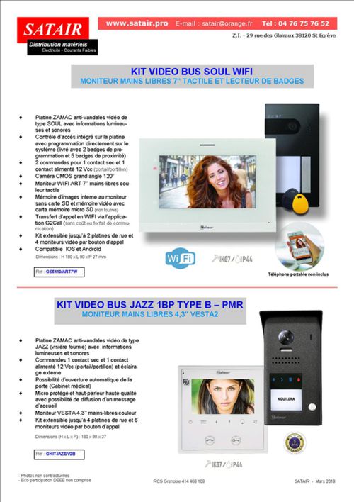 KIT VIDEO BUS SOUL WIFI & KIT VIDEO BUS JAZZ 1BP TYPE B - PMR