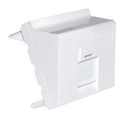 PLASTRON INCLIN&Eacute; POUR EMBASE TYPE "KEYSTONE" 45x45 AVEC VOLET 1 PRISE - PLDFI845