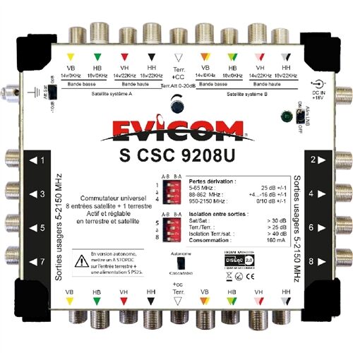 COMMUTATEUR UNIVERSEL CASCADABLE / TERMINAL 9 IN 8 OUT - SCSC9208U