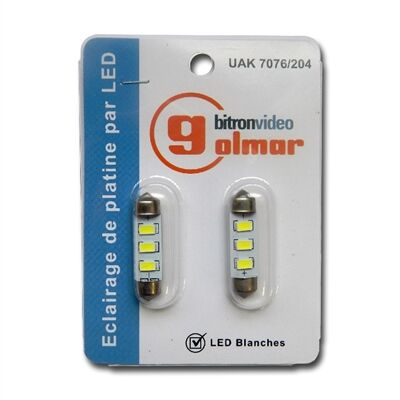 BLISTER 2 NAVETTES LED BLANCHES 12V - UAK7076/204