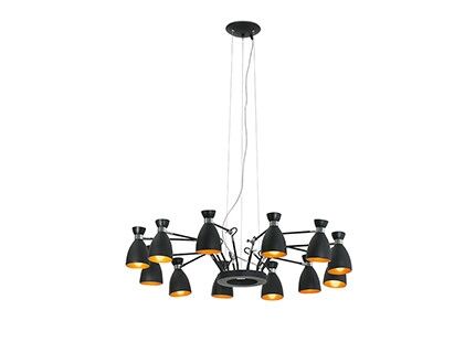 SUSPENSION RETRO 12 X E14 MAX 20W IP20 NOIR EXT / CUIVRE INT - 20048