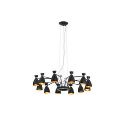 SUSPENSION RETRO 12 X E14 MAX 20W IP20 NOIR EXT / CUIVRE INT - 20048