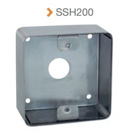 BOITIER SAILLIE ACIER INOXYDABLE 82,5 x 82,5 x 38/42 MM P/ PLAQUE SSP20- SSH200