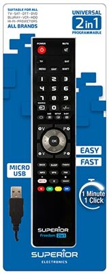 TELECOMMANDE POUR 2 APPAREILS TV, SAT avec cordon programmateur - FREEDOM2