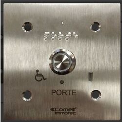 BOUTON LUMINEUX / SONORE MONTE SUR FACADE INOX 100 x100 GRAVEE PORTE B - BP/408L