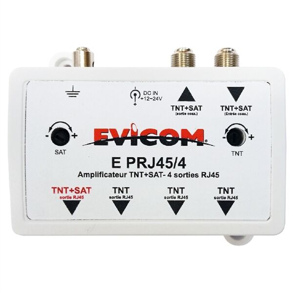 AMPLIFICATEUR HF/RJ45 pour distribution Ethernet TER+SAT 4 SORTIES - EPRJ45/4