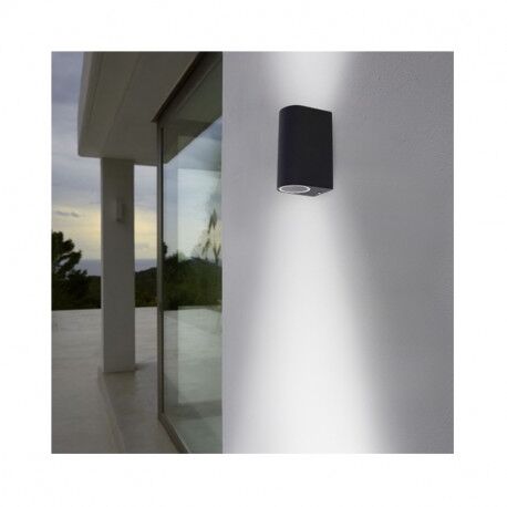 APPLIQUE MURALE RONDE ANTHRACITE 2 x GU10 IP44 IK08 CLASSE I - MII70032