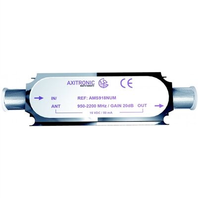 AMPLIFICATEUR DE LIGNE SATELLITE 20DB 950-2200 +20dB - AMPLI20PLUS - AMS918NUM