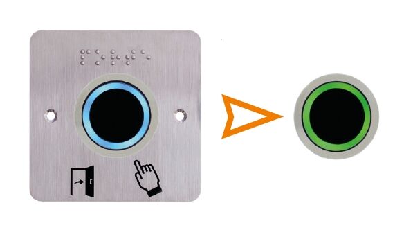 BOUTON DE SORTIE IR 38mm 12/24V DC Bleu/Vert Temporis&eacute;+ SSP231-IRS38P231