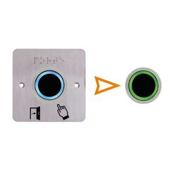 BOUTON DE SORTIE IR 38mm 12/24V DC Bleu/Vert Temporis&eacute;+ SSP231-IRS38P231