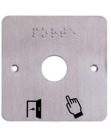PLAQUE ACIER INOXYDABLE 80 X 80 MM PERCAGE:9 MM BRAILLE PORTE + PICTO SSP201