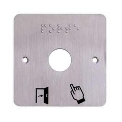 PLAQUE ACIER INOXYDABLE 80 X 80 MM PERCAGE:9 MM BRAILLE PORTE + PICTO SSP201