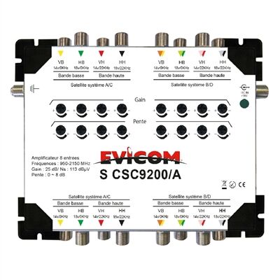 AMPLI SAT 8 VOIES GAIN : 26dB SORTIE : 113dB REG GAIN/PENTE + ALIM - SCSC9200/A
