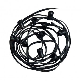 GUIRLANDE FORAINE CABLE PLAT NOIR 10M 10 DOUILLES E27 IP44 CLASSE II - MII51012