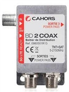 BOITIER DE DISTRIBUTION TNT+SAT SUR 2 S COAX PASSIF RAIL DIN BD2COAX- 0980501R13