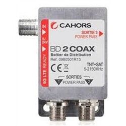 BOITIER DE DISTRIBUTION TNT+SAT SUR 2 S COAX PASSIF RAIL DIN BD2COAX- 0980501R13
