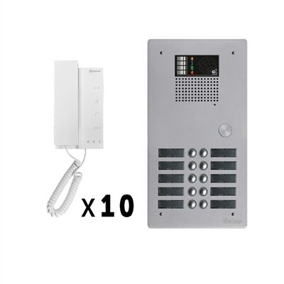 KIT AUDIO BUS 2 FILS PLATINE 10 BP ALU 5 MM HR - GKAG2P/210