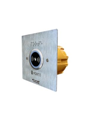 BOUTON INFRAROUGE LUMINEUX pour fa&ccedil;ade inox 100x100mm pot diam 60 - BP/508IRL-60