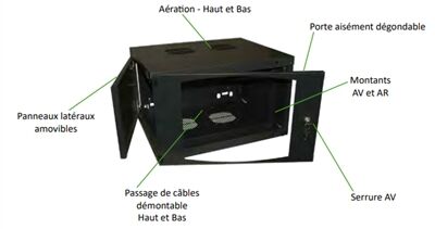 COFFRET MURAL ECO FIXE 19" 12 UNIT&Eacute;S NOIR EN KIT PROF 450 - CO2PEW-12-54-45KNR