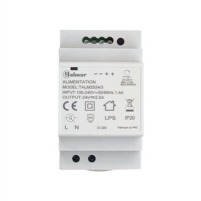 ALIMENTATION MODULAIRE 24VCC 2,5A BOITIER RAIL DIN 3 MODULES IP20 - TALM2524/3