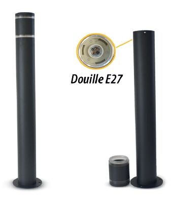 POTELET E27 HORTENSIA 810mm IP44 IK10 CLASSE I ALU - GRIS ANTHRACITE - 70820
