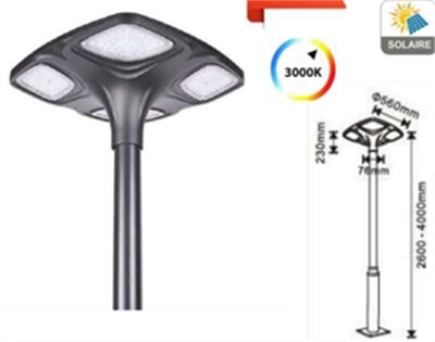 T&Egrave;TE DE MAT LED SOLAIRE DETECTEUR HF 16W 3000K 2000LM IP65 IK08 NOIR - 1300ZOOCA