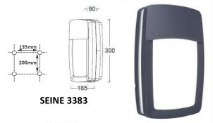 HUBLOT RECTANGULAIRE SEINE VISIERE 2 x E27 ANTHRACITE - 3383E27A
