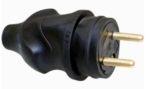 FICHE MALE 16A 2P+T CAOUTCHOUC IP44 SANS BAGUE - 61055