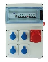 COFFRET CHANTIER TRIPHAS&Eacute; 4PC 230V 16A + 1 PC 3P+N +T 400V 32A IP44 IK07 - 19211