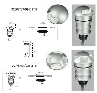 ENCASTR&Eacute; SOL 4 FAISCEAUX STEP 24V 3W 3000K 180LM 104� ALU IP67 IK10 - 9274STEP