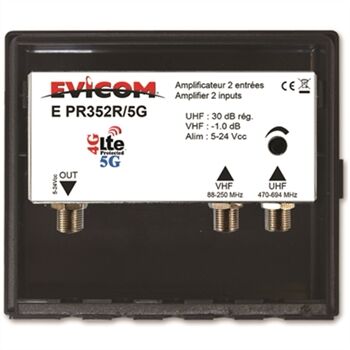 PREAMPLI UHF 2 ENTREES U+V 30 DB REG. NS 107 DB 5G RED - EPR352R/5G