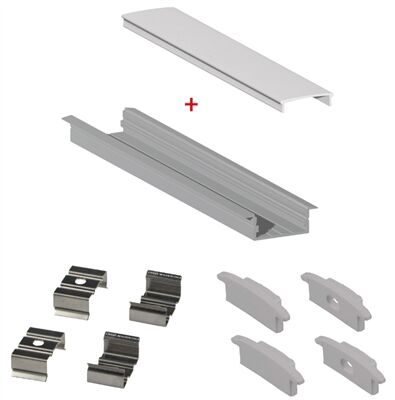 KIT PROFIL&Eacute; ALU ENCASTR&Eacute; 2M POUR RUBANS LED < 20MM - 890032L