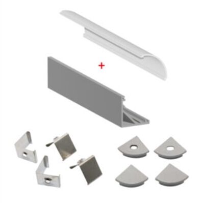 KIT PROFIL&Eacute; ALU 2M ANGLE 18x18x12mm DIFF DEPOLI 4 FIX + EMBOUTS - KIT890023TA