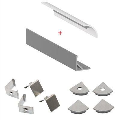 KIT PROFIL&Eacute; ALU 2M ANGLE 16X16 mm DIFF D&Eacute;POLI RUBANS <10MM - KIT890025