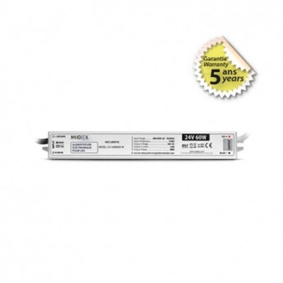 ALIMENTATION LED 24VDC 5A 60W IP67 CLASSE I - 100470