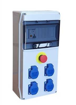COFFRET DE DISTRIBUTION 16A 4PC 2P+T BOUTON ARR&Ecirc;T URGENCE - 31132