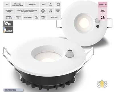 SPOT LED HORACE 6W CCT 2700/3000/4000K DET IR 600LM 60� IP65 - DL06HRC01CCTS