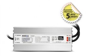 ALIMENTATION LED 24VDC 250W 10,42A MAX IP67 CLASSE I 2 SORTIES - 100478