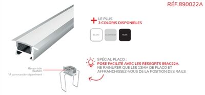 KIT PROFIL&Eacute; ALU 2M ENCASTRABLE 25,1 x 11,mm DIFF D&Eacute;POLI RUBANS <12MM - 890022AA