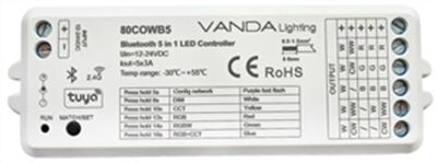 CONTR&Ocirc;LEUR SOFTDARK BLUETOOTH 12/24V 5 CANAUX MONO/DYN/RGB/RGBW/RGBCCT - 80COWB5