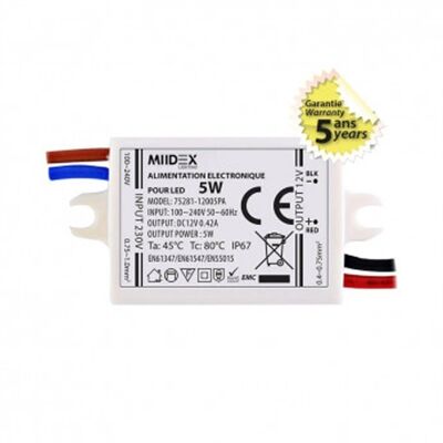 ALIMENTATION LED 12V 5 W DC IP67 CLASSE I - 75281