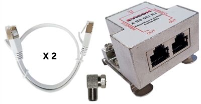 REPARTITEUR 2D F/RJ45 BALUN + 2 CORDONS RJ45/RJ45 + FICHE COUDEE - ABS021RJ/KIT