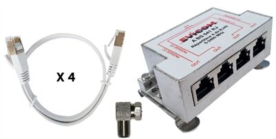 REPARTITEUR 4D F/RJ45 BALUN + 4 CORDONS RJ45/RJ45 + FICHE COUDEE - ABS041RJ/KIT
