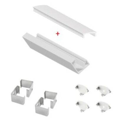 KIT PROFIL&Eacute; ALU 2M ANGLE BLANC POUR RUBANS LED <12MM - 890023TB