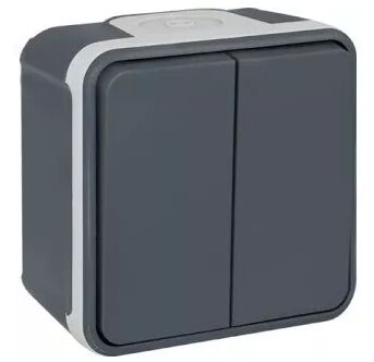 DOUBLE VA ET VIENT OXXO 10A SAILLIE GRIS IP55 - 60802
