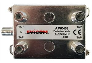 D&Eacute;RIVATEUR 4D TERMINAL 5-1220MHz 8,2dB SORTIE EN FA&Ccedil;ADE - AWC408