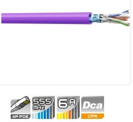 CABLE INFORMATIQUE RIGIDE CAT6A F/FTP 4P LSZHDca(555MHz) VIOLET 305M - F5554SHB